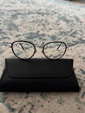 Valentino Women's Oval Metal Glasses in Black and Gold